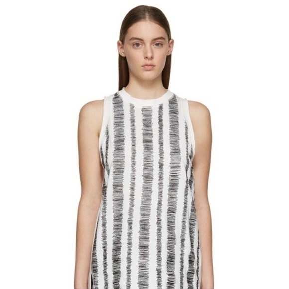 3. 1 PHILLIP LIM Scribble Stitch Embroidered Tank White Black Sleeveless Small - Picture 15 of 16
